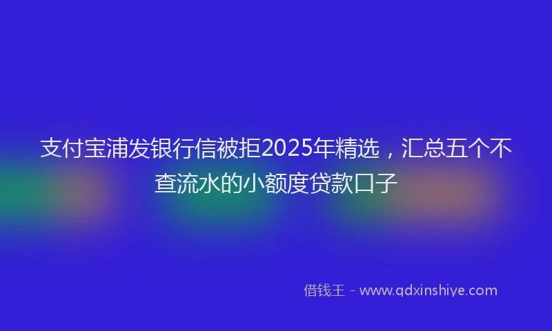 支付宝浦发银行信被拒2025年精选，汇总五个不查流水的小额度贷款口子