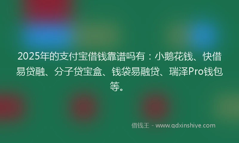 2025年的支付宝借钱靠谱吗有：小鹅花钱、快借易贷融、分子贷宝盒、钱袋易融贷、瑞泽Pro钱包等。