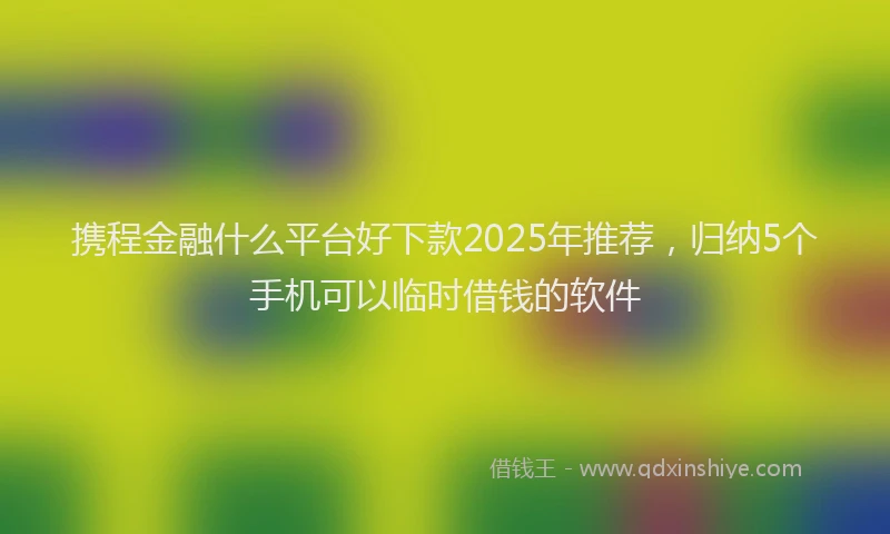 携程金融什么平台好下款2025年推荐，归纳5个手机可以临时借钱的软件