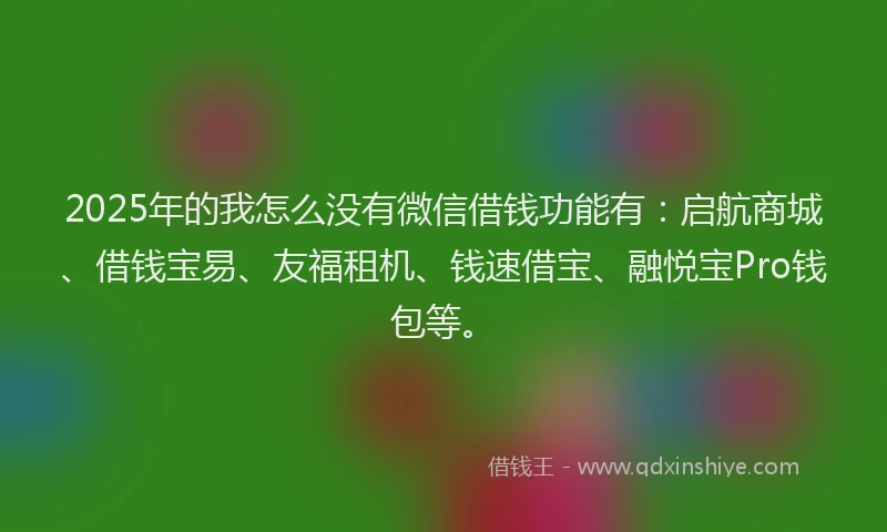 2025年的我怎么没有微信借钱功能有：启航商城、借钱宝易、友福租机、钱速借宝、融悦宝Pro钱包等。