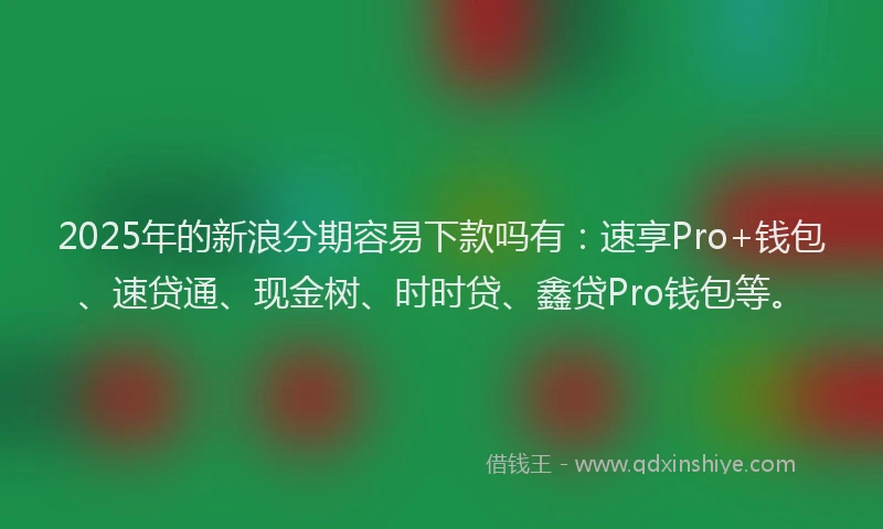 2025年的新浪分期容易下款吗有：速享Pro+钱包、速贷通、现金树、时时贷、鑫贷Pro钱包等。
