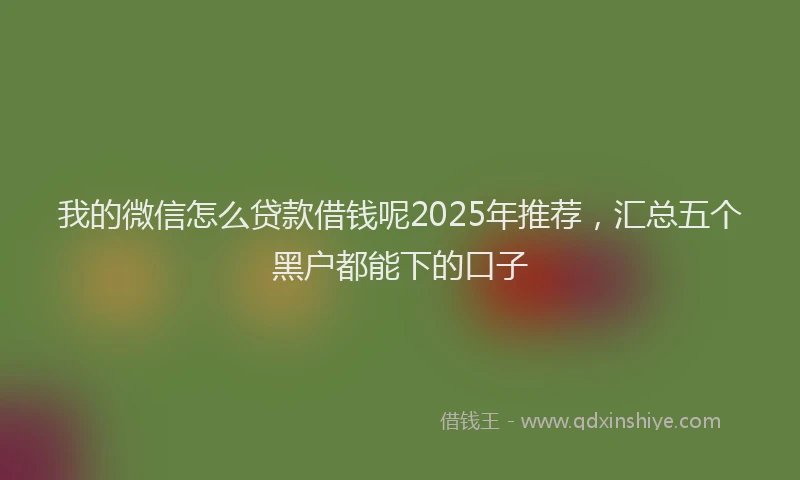 我的微信怎么贷款借钱呢2025年推荐，汇总五个黑户都能下的口子
