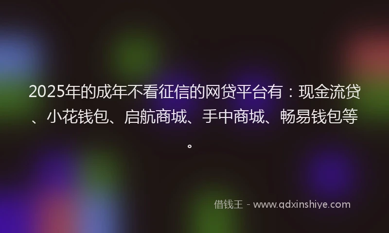 2025年的成年不看征信的网贷平台有：现金流贷、小花钱包、启航商城、手中商城、畅易钱包等。