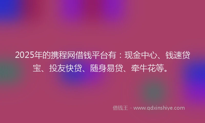 2025年的携程网借钱平台有：现金中心、钱速贷宝、投友快贷、随身易贷、牵牛花等。