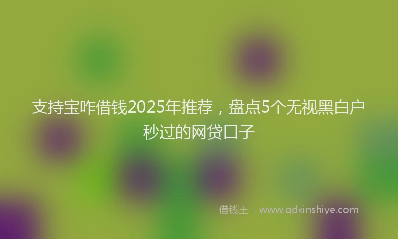 支持宝咋借钱2025年推荐，盘点5个无视黑白户秒过的网贷口子