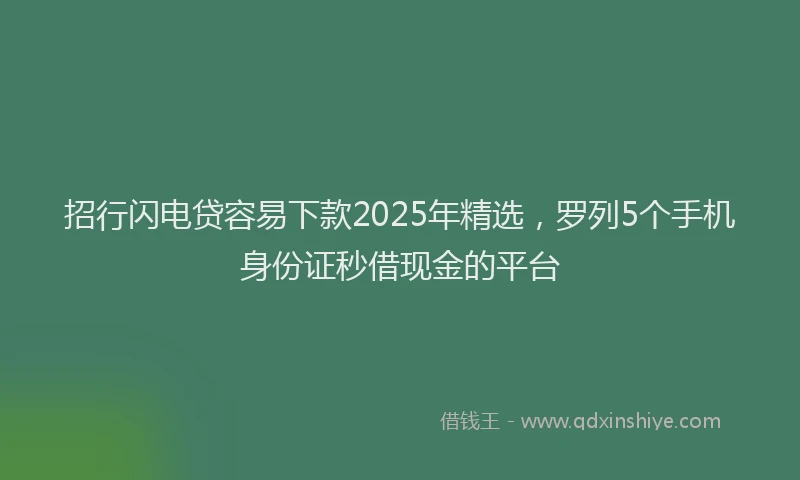 招行闪电贷容易下款2025年精选，罗列5个手机身份证秒借现金的平台