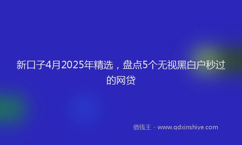 新口子4月2025年精选，盘点5个无视黑白户秒过的网贷