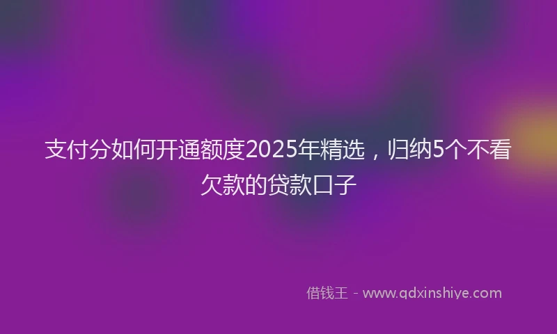 支付分如何开通额度2025年精选，归纳5个不看欠款的贷款口子