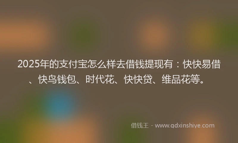 2025年的支付宝怎么样去借钱提现有：快快易借、快鸟钱包、时代花、快快贷、维品花等。
