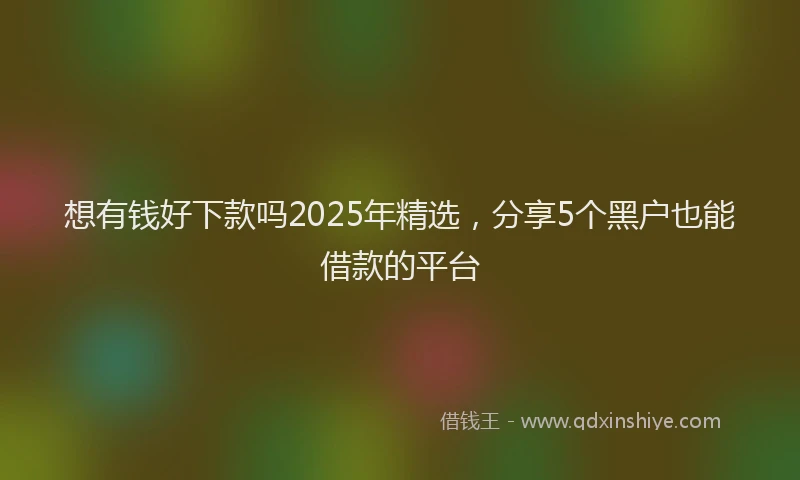 想有钱好下款吗2025年精选，分享5个黑户也能借款的平台
