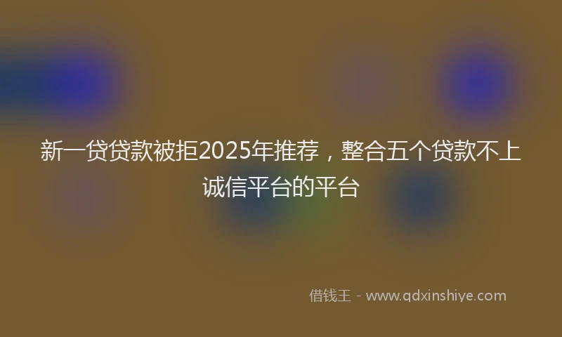 新一贷贷款被拒2025年推荐，整合五个贷款不上诚信平台的平台
