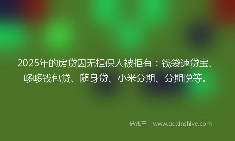 2025年的房贷因无担保人被拒有：钱袋速贷宝、哆哆钱包贷、随身贷、小米分期、分期悦等。