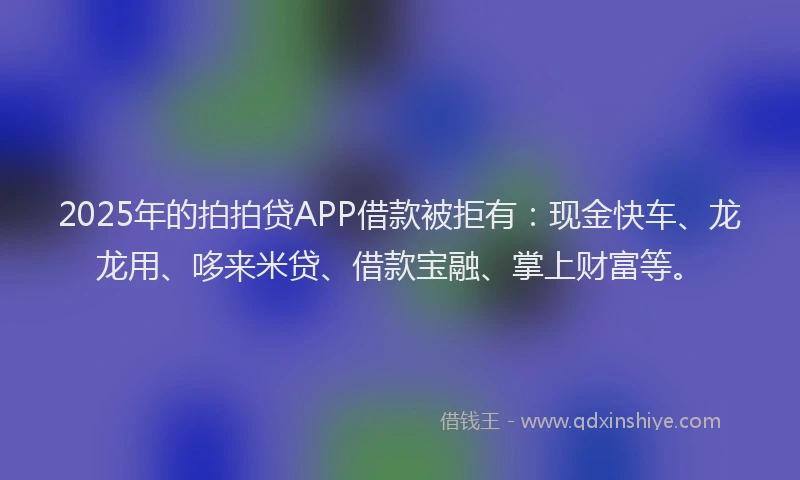 2025年的拍拍贷APP借款被拒有：现金快车、龙龙用、哆来米贷、借款宝融、掌上财富等。