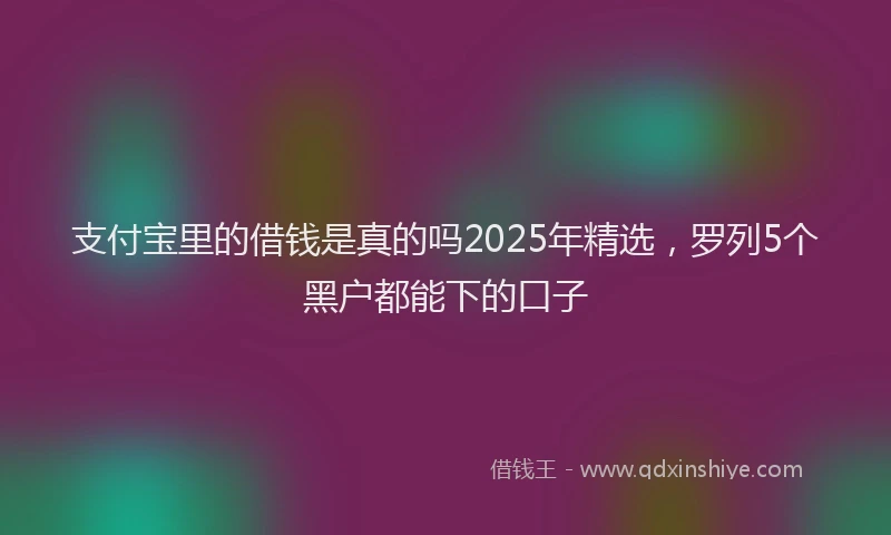 支付宝里的借钱是真的吗2025年精选，罗列5个黑户都能下的口子