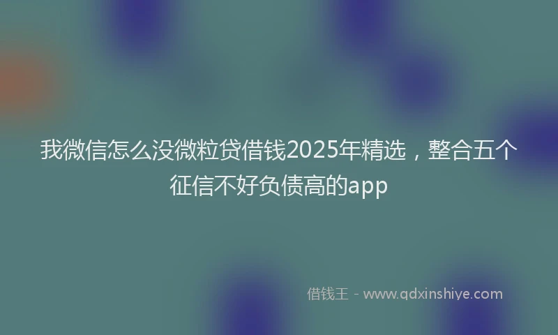 我微信怎么没微粒贷借钱2025年精选，整合五个征信不好负债高的app