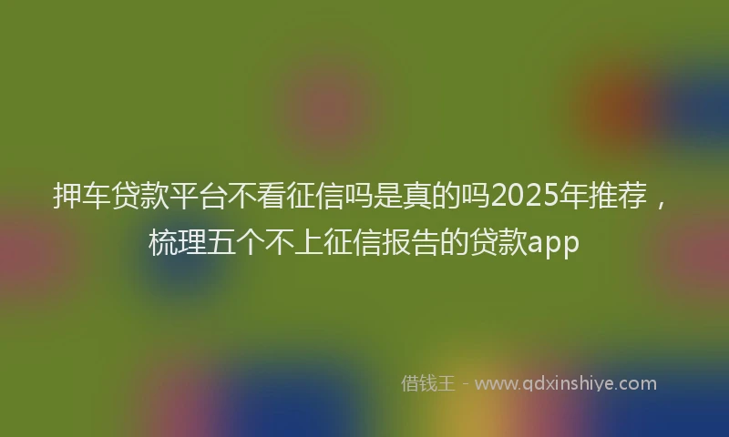 押车贷款平台不看征信吗是真的吗2025年推荐，梳理五个不上征信报告的贷款app