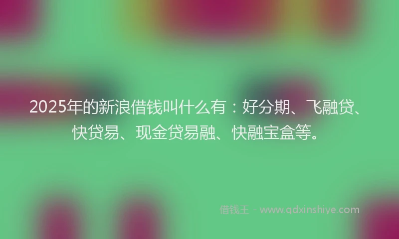2025年的新浪借钱叫什么有：好分期、飞融贷、快贷易、现金贷易融、快融宝盒等。