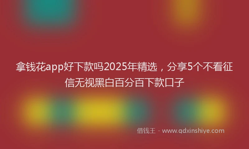 拿钱花app好下款吗2025年精选,分享5个不看征信无视黑白百分百下款口子