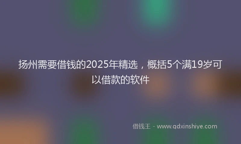 扬州需要借钱的2025年精选，概括5个满19岁可以借款的软件