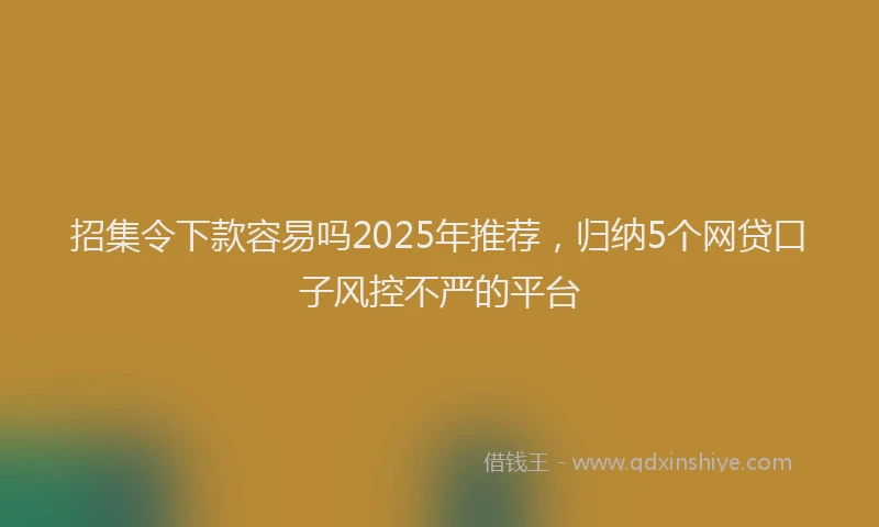 招集令下款容易吗2025年推荐，归纳5个网贷口子风控不严的平台