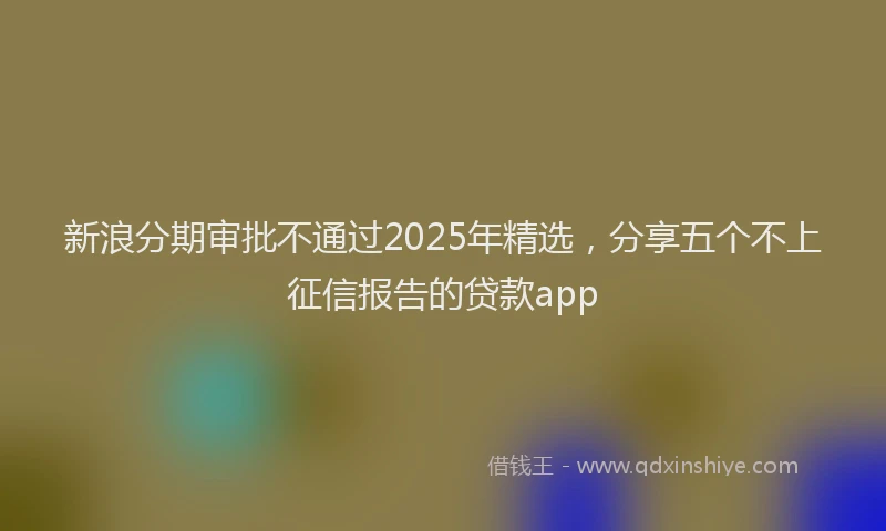 新浪分期审批不通过2025年精选，分享五个不上征信报告的贷款app
