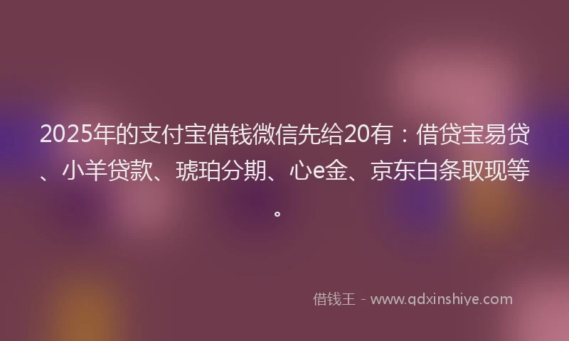 2025年的支付宝借钱微信先给20有：借贷宝易贷、小羊贷款、琥珀分期、心e金、京东白条取现等。