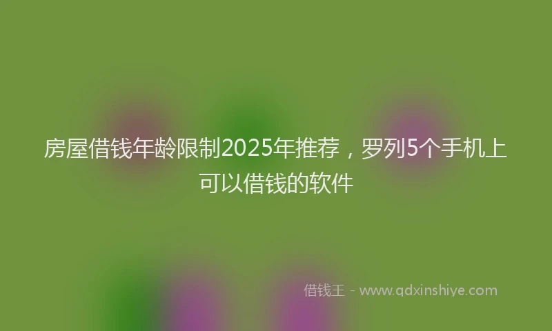 房屋借钱年龄限制2025年推荐，罗列5个手机上可以借钱的软件