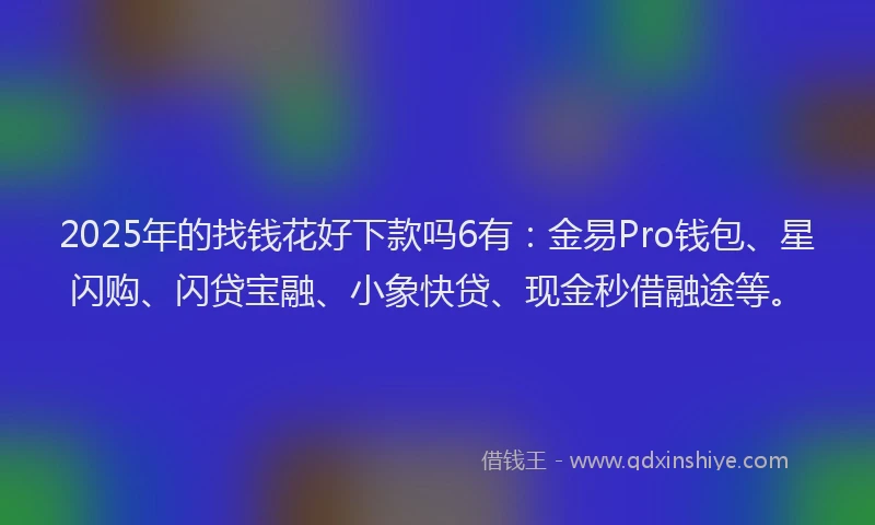 2025年的找钱花好下款吗6有：金易Pro钱包、星闪购、闪贷宝融、小象快贷、现金秒借融途等。