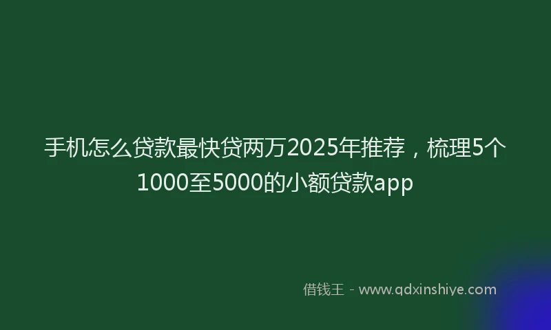 手机怎么贷款最快贷两万2025年推荐，梳理5个1000至5000的小额贷款app