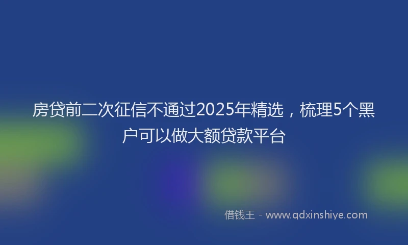 房贷前二次征信不通过2025年精选，梳理5个黑户可以做大额贷款平台