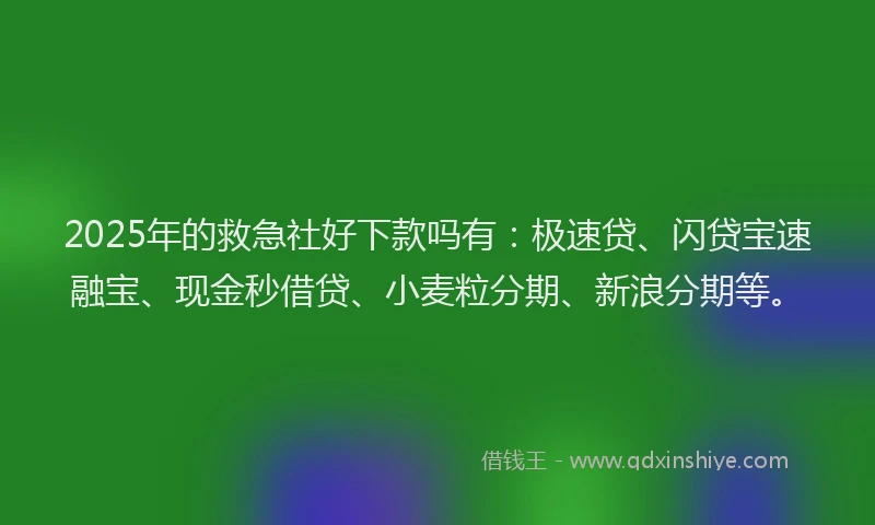 2025年的救急社好下款吗有：极速贷、闪贷宝速融宝、现金秒借贷、小麦粒分期、新浪分期等。