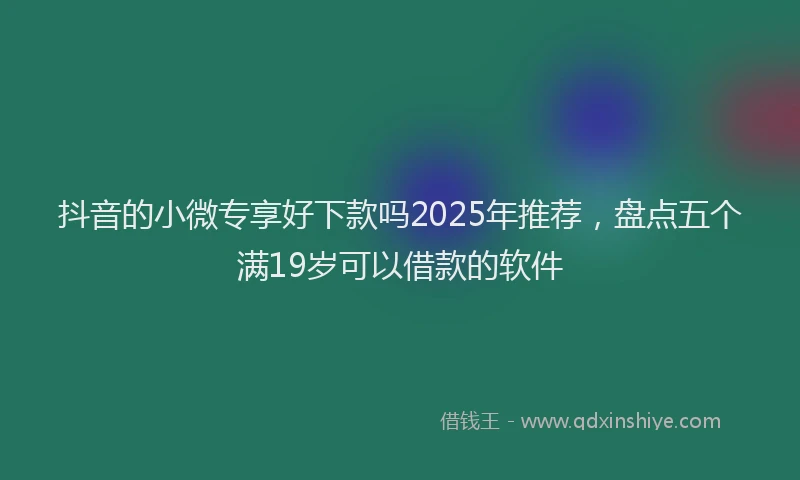 抖音的小微专享好下款吗2025年推荐，盘点五个满19岁可以借款的软件