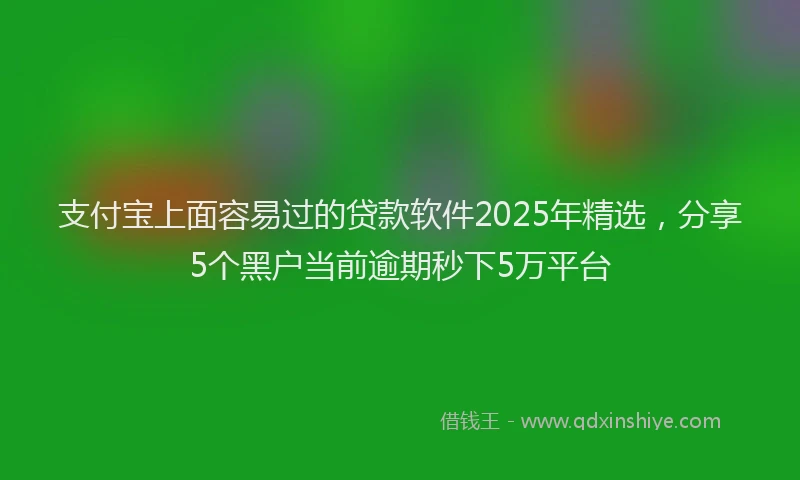 支付宝上面容易过的贷款软件2025年精选，分享5个黑户当前逾期秒下5万平台