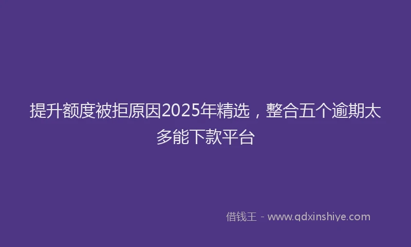 提升额度被拒原因2025年精选，整合五个逾期太多能下款平台