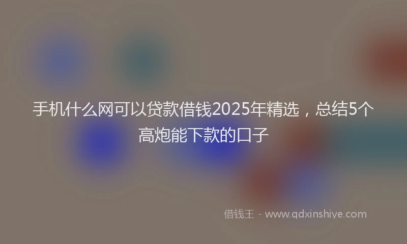 手机什么网可以贷款借钱2025年精选，总结5个高炮能下款的口子