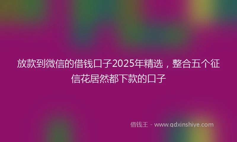 放款到微信的借钱口子2025年精选，整合五个征信花居然都下款的口子
