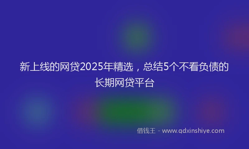 新上线的网贷2025年精选，总结5个不看负债的长期网贷平台