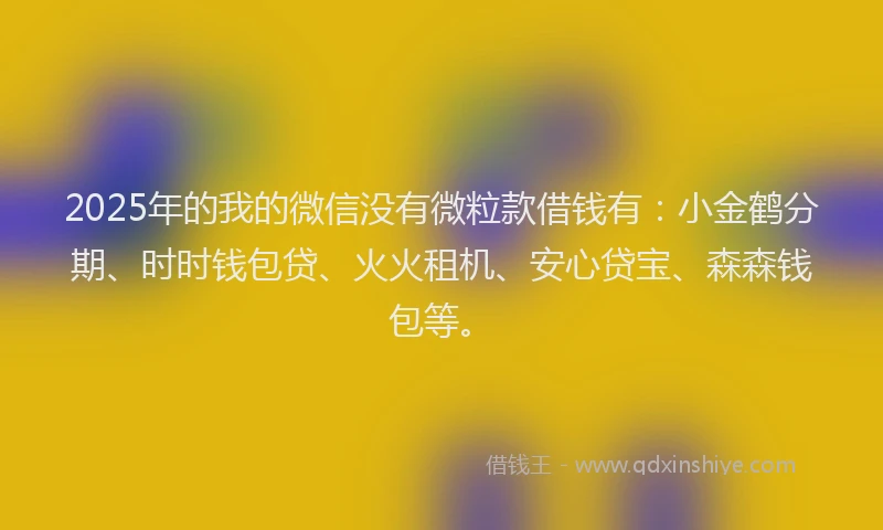 2025年的我的微信没有微粒款借钱有：小金鹤分期、时时钱包贷、火火租机、安心贷宝、森森钱包等。