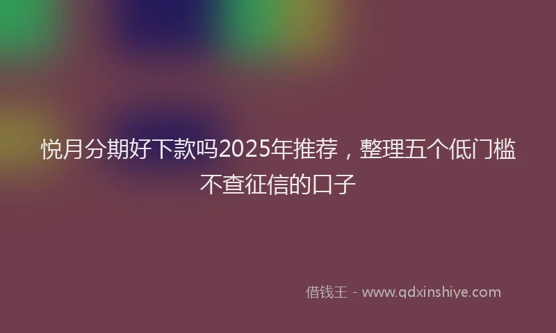 悦月分期好下款吗2025年推荐，整理五个低门槛不查征信的口子