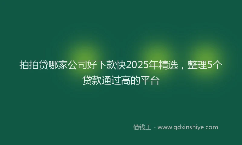 拍拍贷哪家公司好下款快2025年精选，整理5个贷款通过高的平台