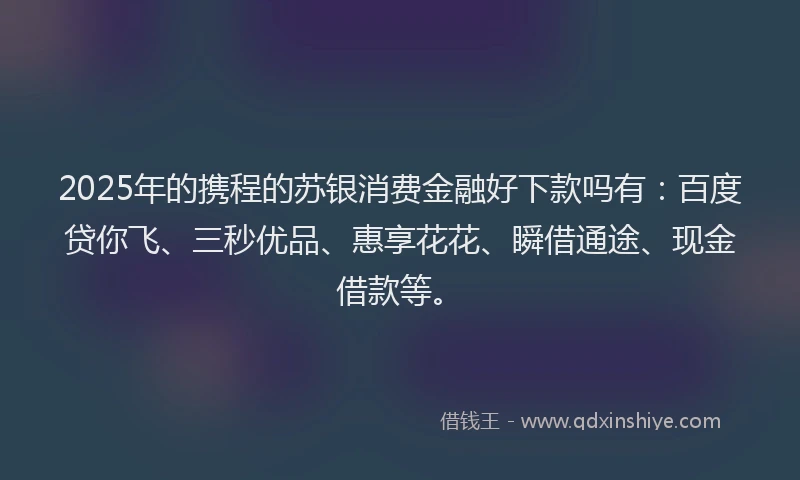 2025年的携程的苏银消费金融好下款吗有：百度贷你飞、三秒优品、惠享花花、瞬借通途、现金借款等。