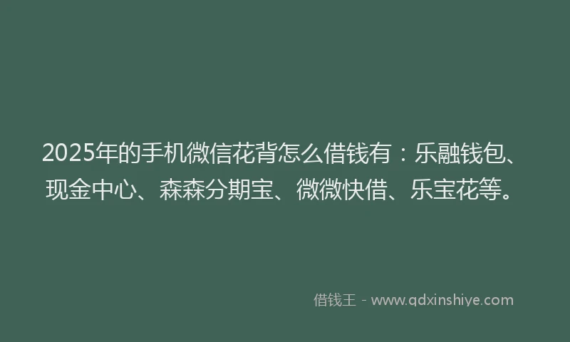 2025年的手机微信花背怎么借钱有：乐融钱包、现金中心、森森分期宝、微微快借、乐宝花等。