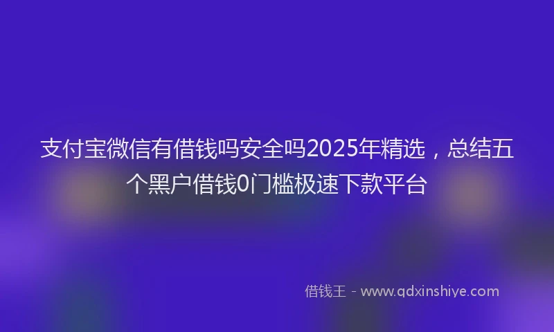 支付宝微信有借钱吗安全吗2025年精选，总结五个黑户借钱0门槛极速下款平台