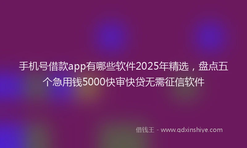 手机号借款app有哪些软件2025年精选，盘点五个急用钱5000快审快贷无需征信软件