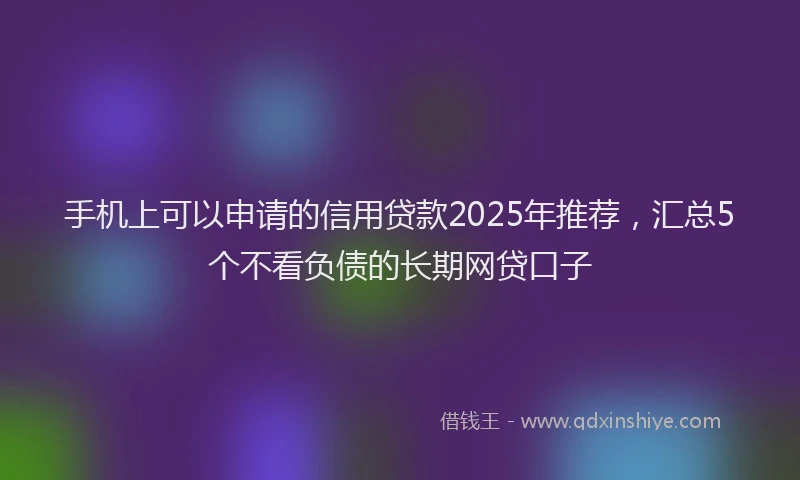 手机上可以申请的信用贷款2025年推荐，汇总5个不看负债的长期网贷口子