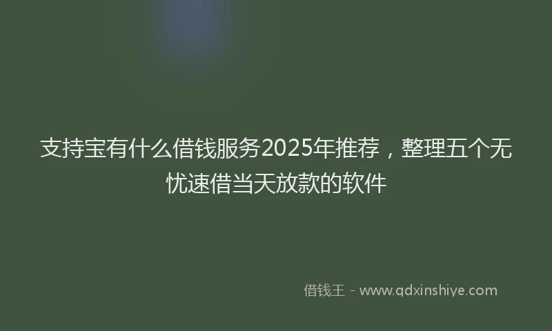 支持宝有什么借钱服务2025年推荐，整理五个无忧速借当天放款的软件