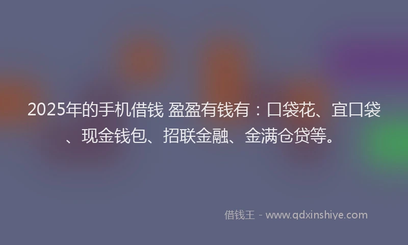 2025年的手机借钱 盈盈有钱有：口袋花、宜口袋、现金钱包、招联金融、金满仓贷等。