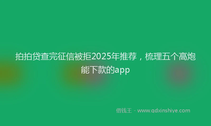 拍拍贷查完征信被拒2025年推荐，梳理五个高炮能下款的app