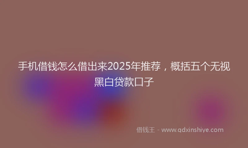 手机借钱怎么借出来2025年推荐，概括五个无视黑白贷款口子