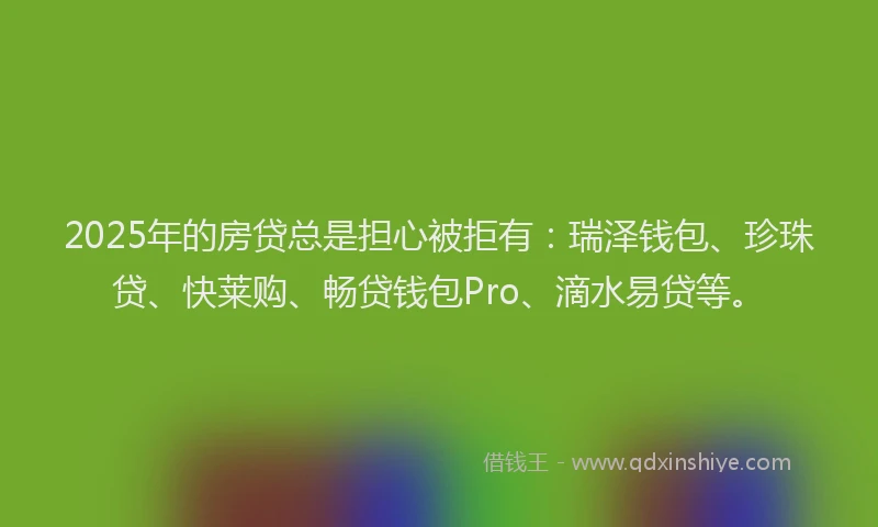 2025年的房贷总是担心被拒有：瑞泽钱包、珍珠贷、快莱购、畅贷钱包Pro、滴水易贷等。